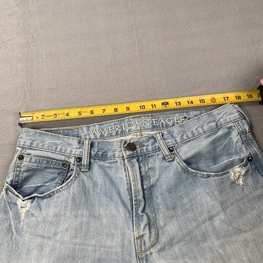 American Eagle Low Loose Men's Jeans 35x30 Light Wash Baggy 100% Cotton Distress - Picture 3 of 10